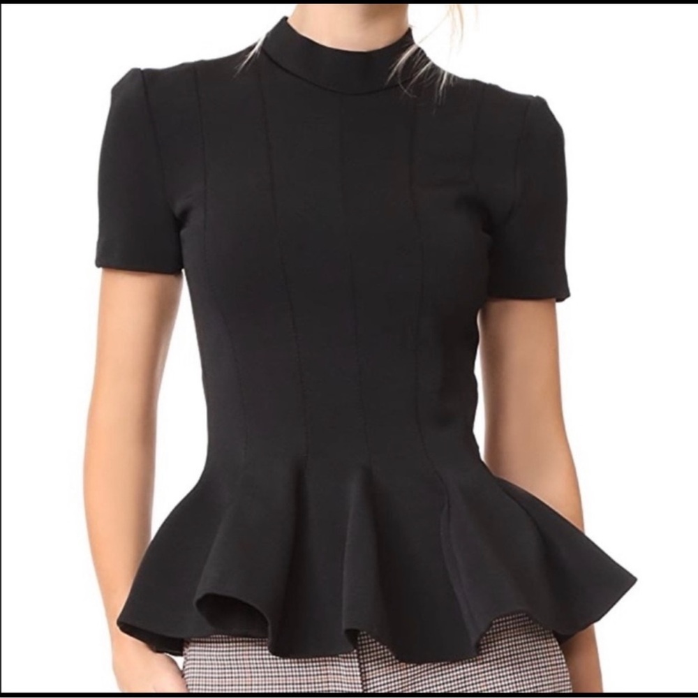 Carven Black Peplum Blouse